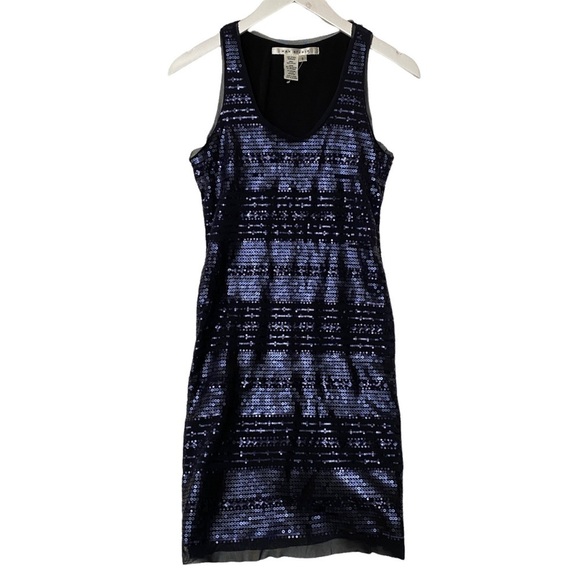 MAX STUDIO Sequin Tank Dress Size Small Dark Blue Party Cocktail Dress - Picture 1 of 7